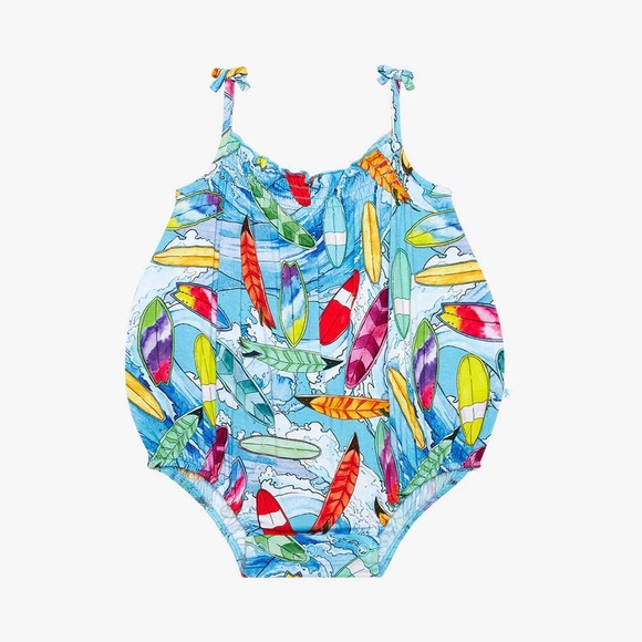 NWT Posh Peanut Wave Bubble Romper 18-24M Surf - Picture 2 of 7